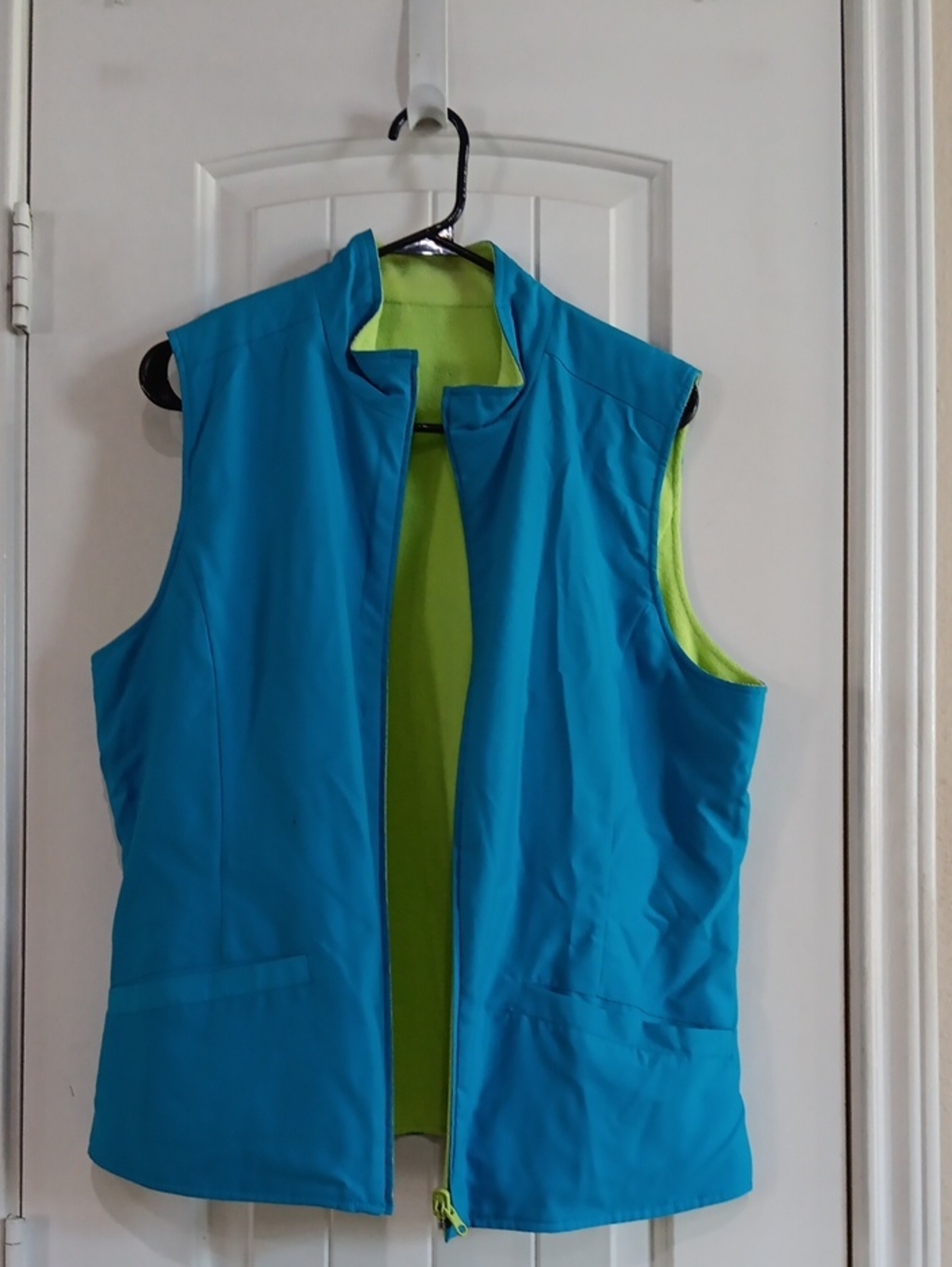 EP Pro Reversible Full Zip Golf Vest Blue Lime Green Fleece Size Large